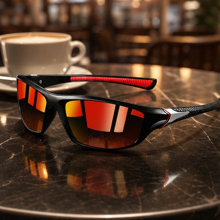 AeroRidge Sport Wrap Sunglasses - Red - polarized lenses - Brondals - Image 4