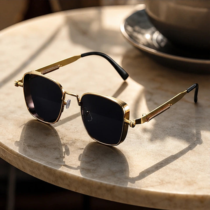 Sterling Edge Square Sunglasses - Gold - metal frame - Brondals - Image 4