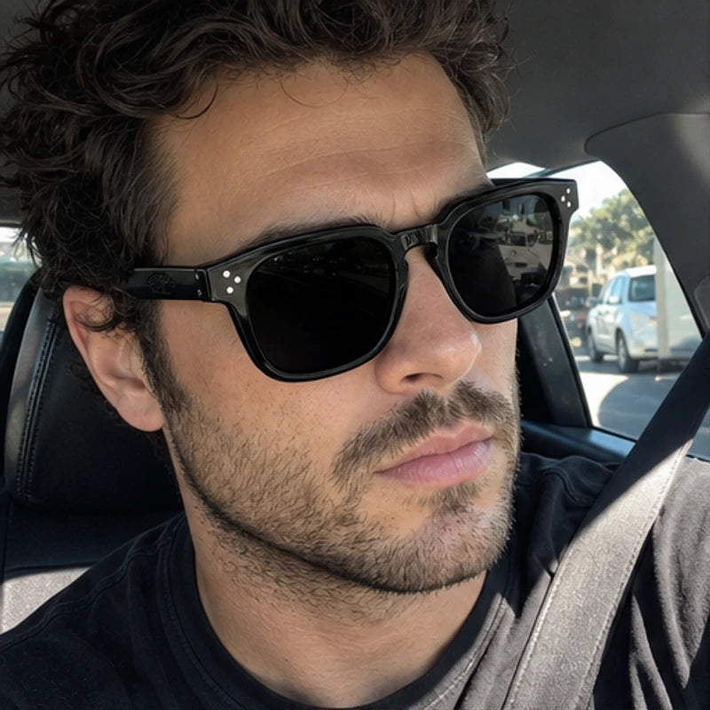 Mercer Rivet Square Sunglasses - Jet Black - lightweight frames - Brondals - Image 5