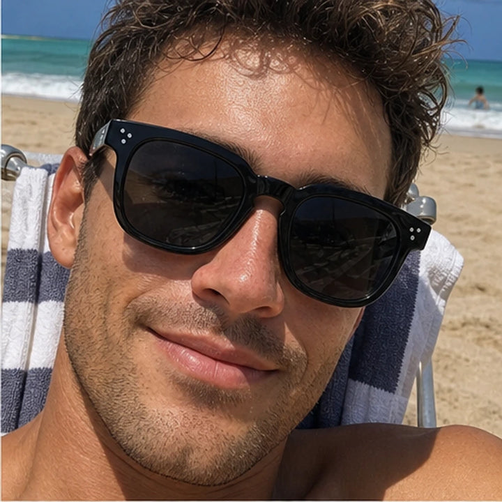 Mercer Rivet Square Sunglasses - Jet Black - bold sunglasses - Brondals - Image 6