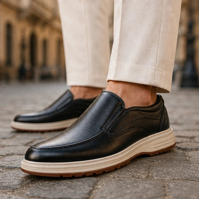 Sheldon Leather Slip-On Shoes - Black - Men's Footwear > Slip-On Shoes > Apron-Toe Slip-On Shoes - Brondals - Image 4