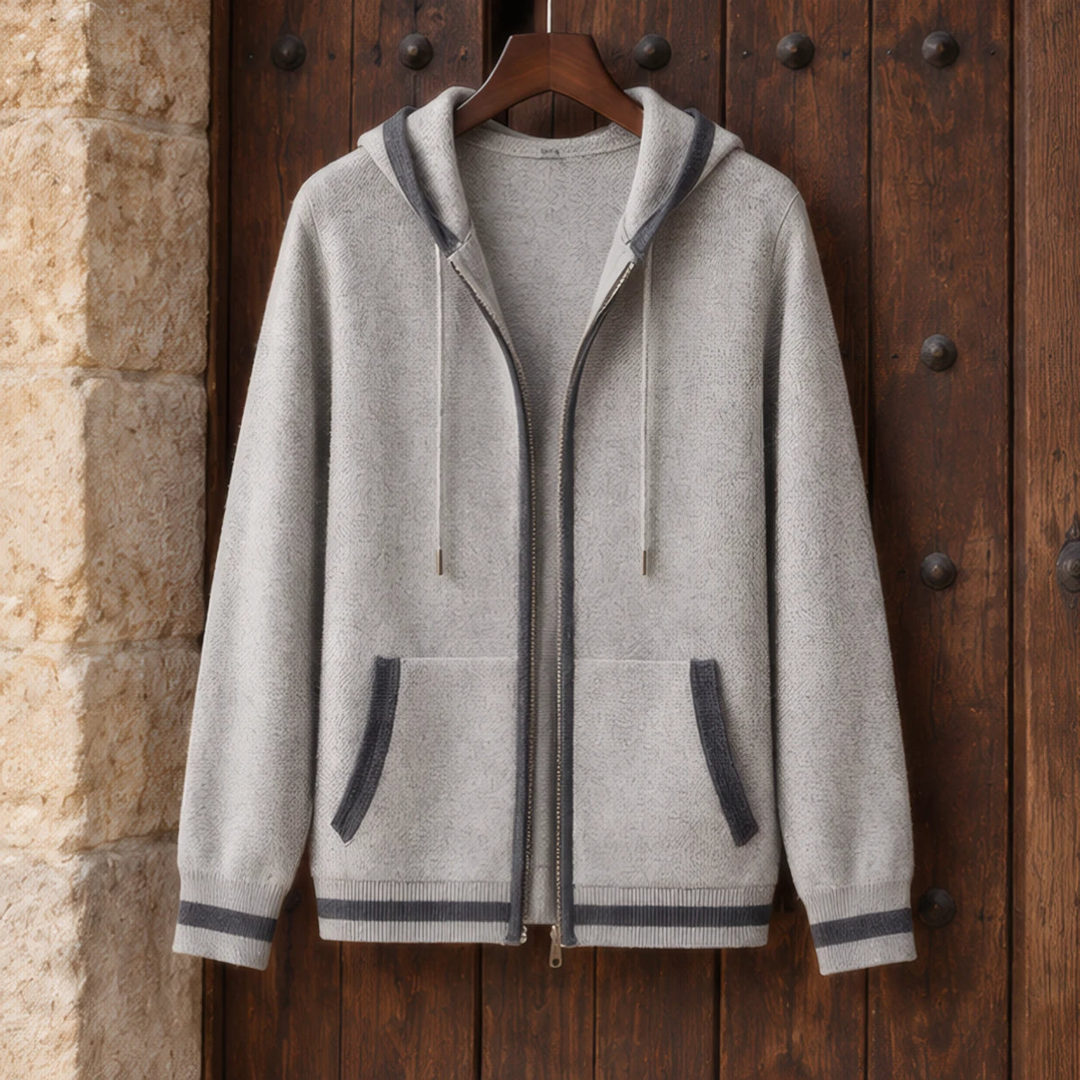 Silas Cashmere Zip Hoodie - Light Gray/Blue - cashmere - Brondals - Image 3