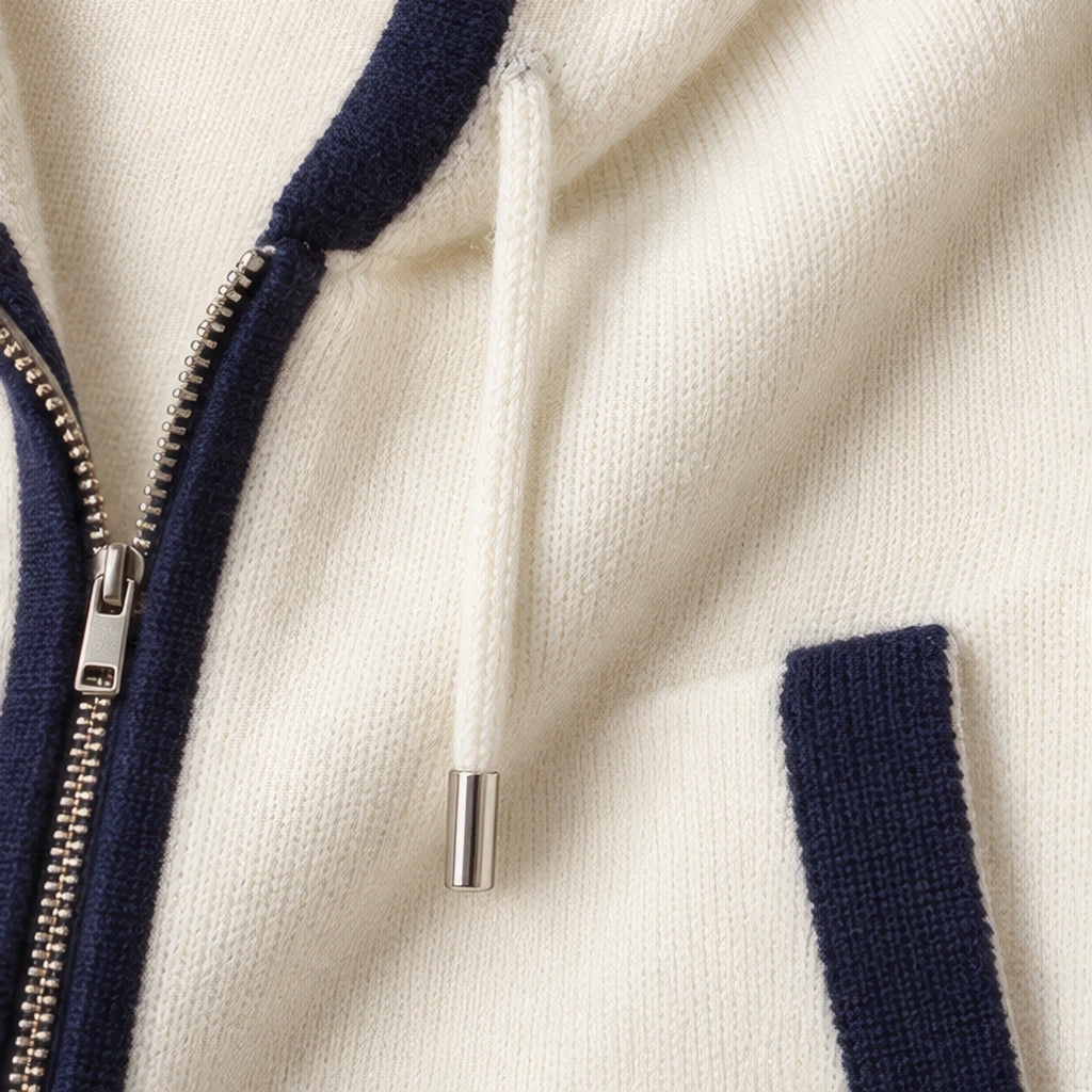 Silas Cashmere Zip Hoodie - White/Blue - cashmere hoodie - Brondals - Image 4