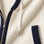 Silas Cashmere Zip Hoodie - White/Blue - cashmere hoodie - Brondals - Image 4