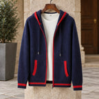 Silas Cashmere Zip Hoodie - Blue/Red - cashmere - Brondals - Image 3