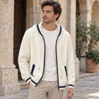 Silas Cashmere Zip Hoodie - White/Blue - Clothing > Sweaters & Cardigans > Full-Zip Hoodies - Brondals - Image 1