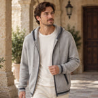 Silas Cashmere Zip Hoodie - Light Gray/Blue - Clothing > Sweaters & Cardigans > Full-Zip Hoodies - Brondals - Image 2