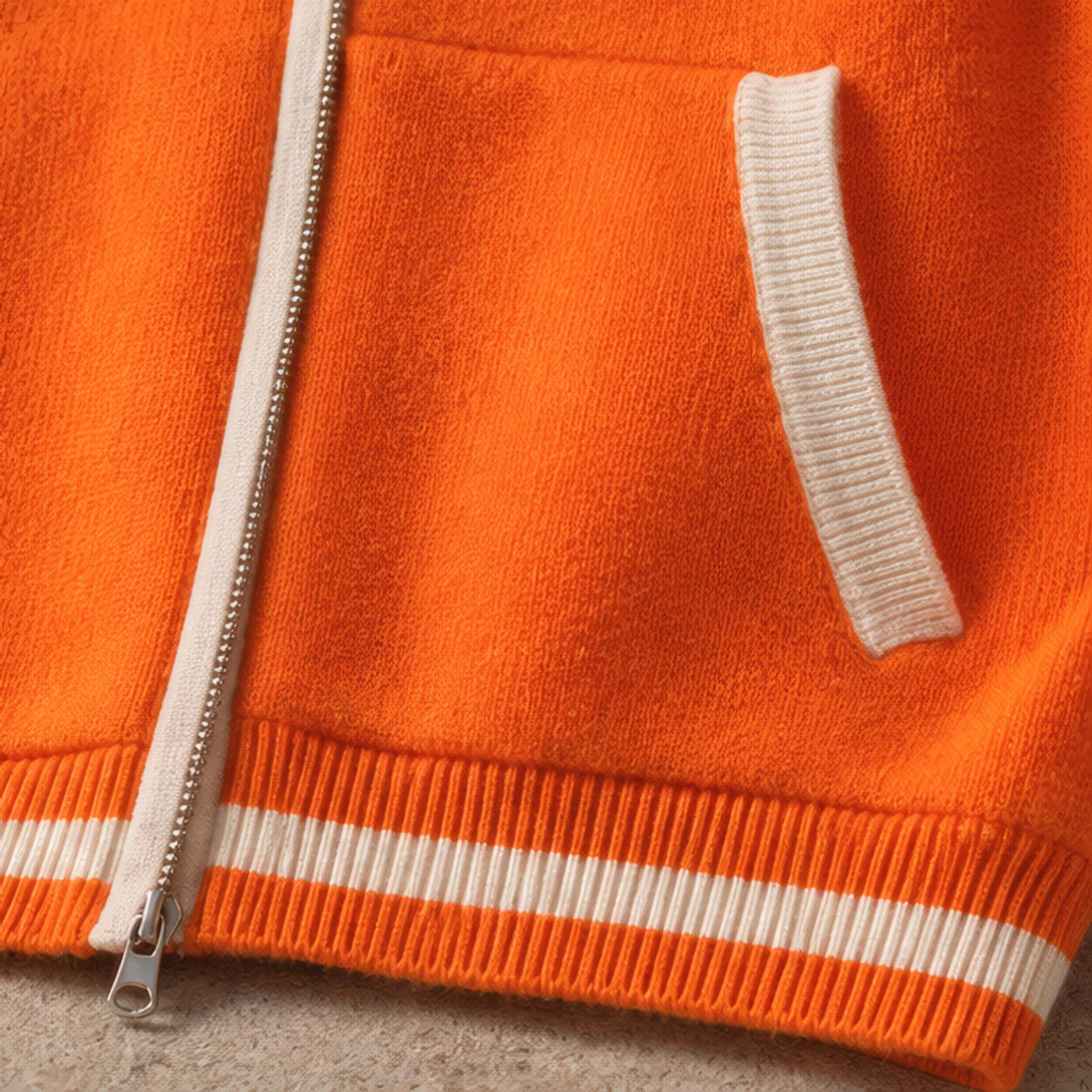 Silas Cashmere Zip Hoodie - Orange/White - cashmere hoodie - Brondals - Image 4