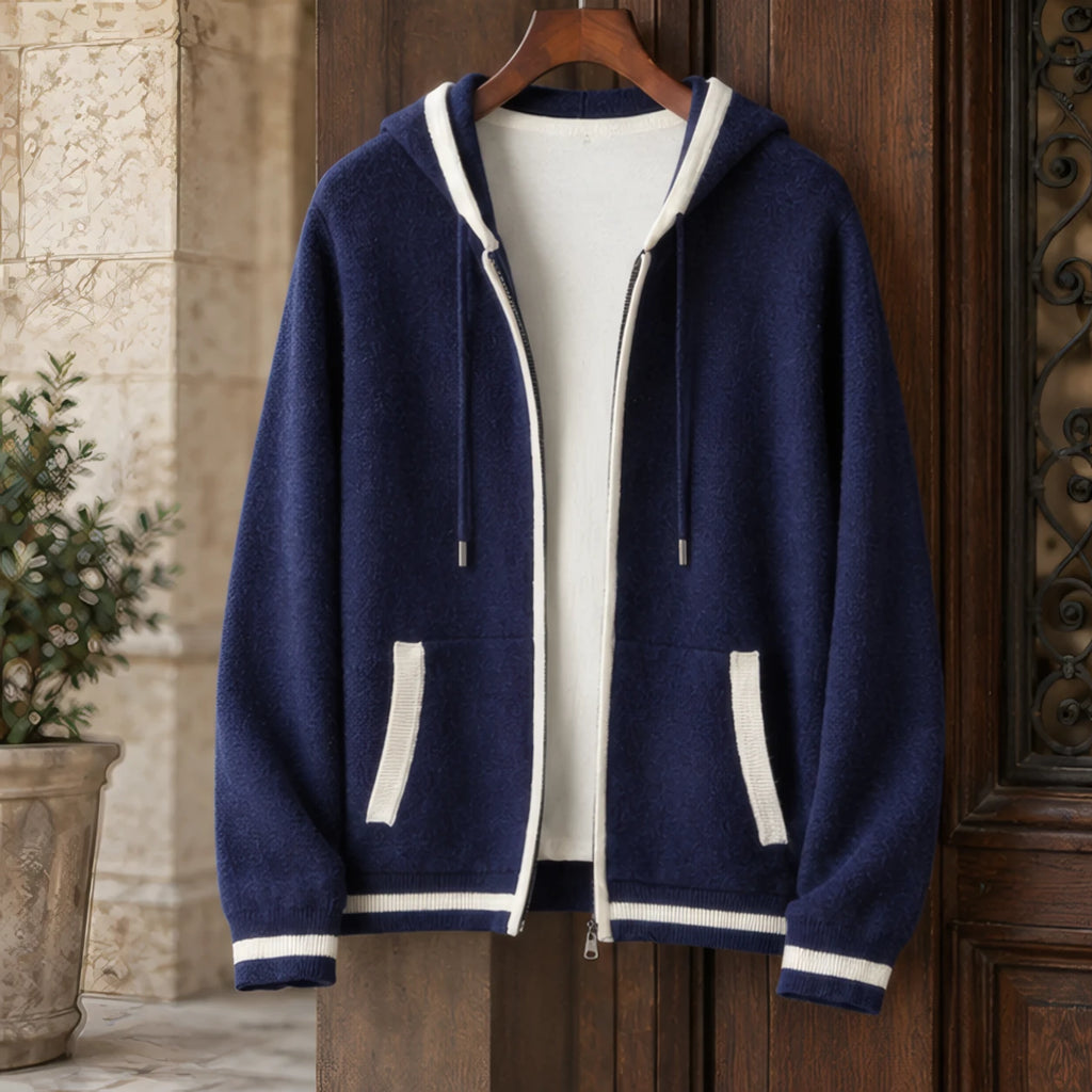 Silas Cashmere Zip Hoodie - Blue/White - cashmere - Brondals - Image 3