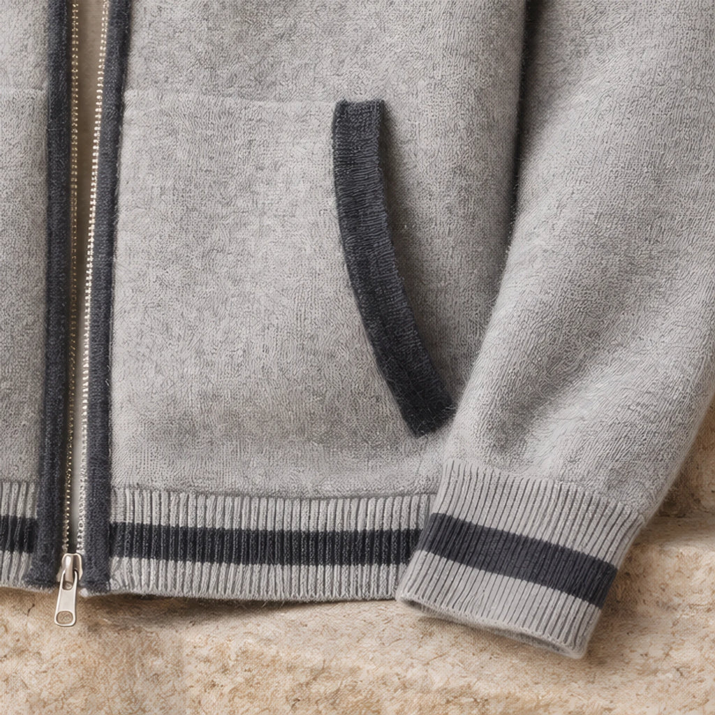 Silas Cashmere Zip Hoodie - Light Gray/Blue - cashmere hoodie - Brondals - Image 4