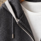 Silas Cashmere Zip Hoodie - Dark Gray/White - cashmere hoodie - Brondals - Image 4