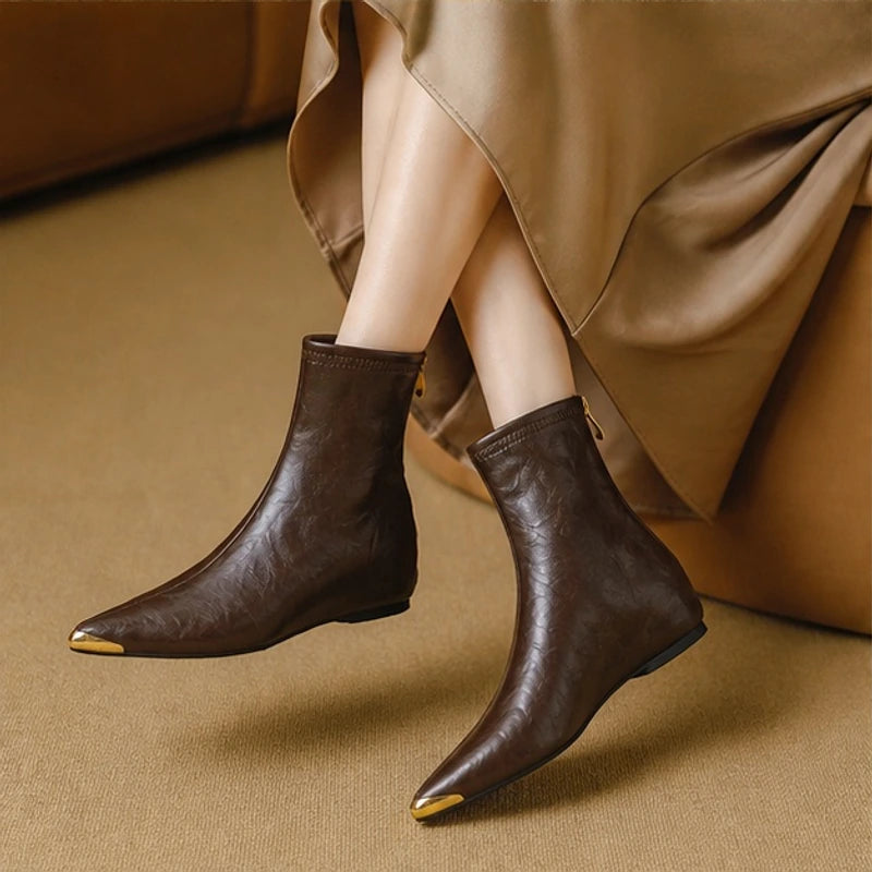Simone Leather Pointed-Toe Ankle Boots - Brown - female - Brondals - Image 3
