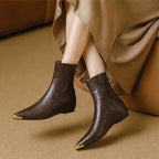 Simone Leather Pointed-Toe Ankle Boots - Brown - female - Brondals - Image 3