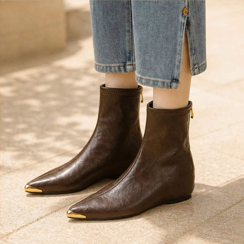 Simone Leather Pointed-Toe Ankle Boots - Brown - Women's Footwear > Boots > Ankle Boots - Brondals - Image 4
