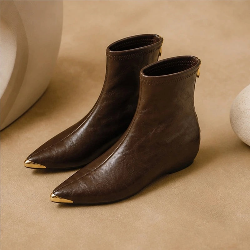 Simone Leather Pointed-Toe Ankle Boots - Brown - Women's Boots - Brondals - Image 2