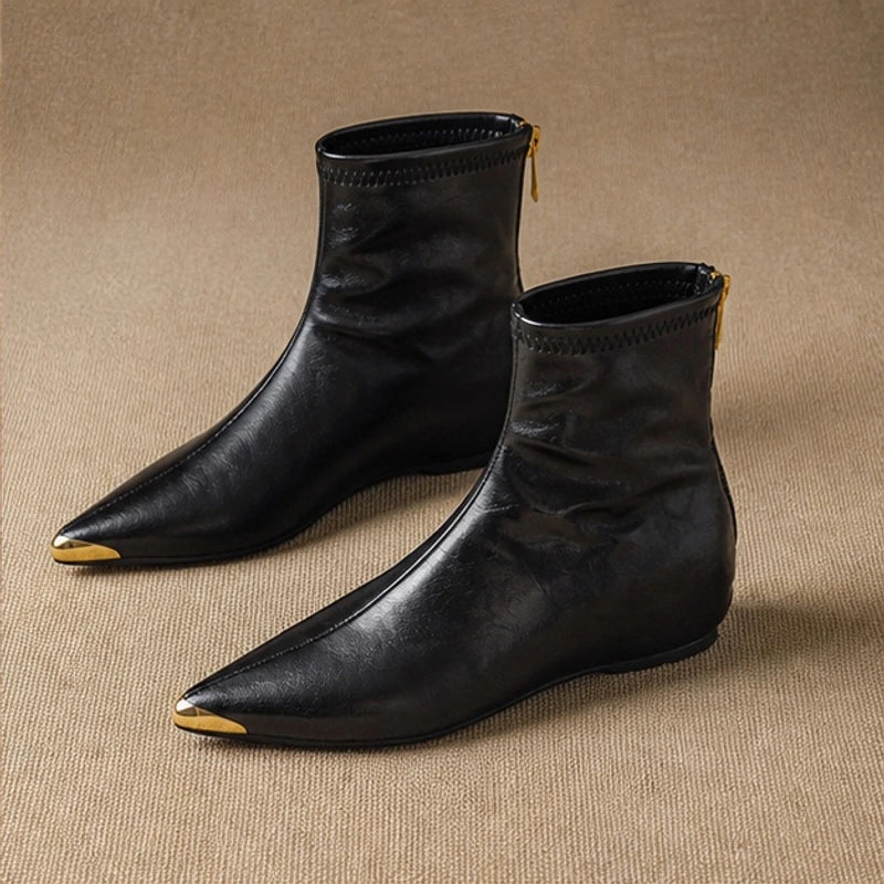 Simone Leather Pointed-Toe Ankle Boots - Black - Women's Footwear > Boots > Ankle Boots - Brondals - Image 1