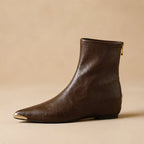 Simone Leather Pointed-Toe Ankle Boots - Brown - Women's Footwear > Boots > Ankle Boots - Brondals - Image 1