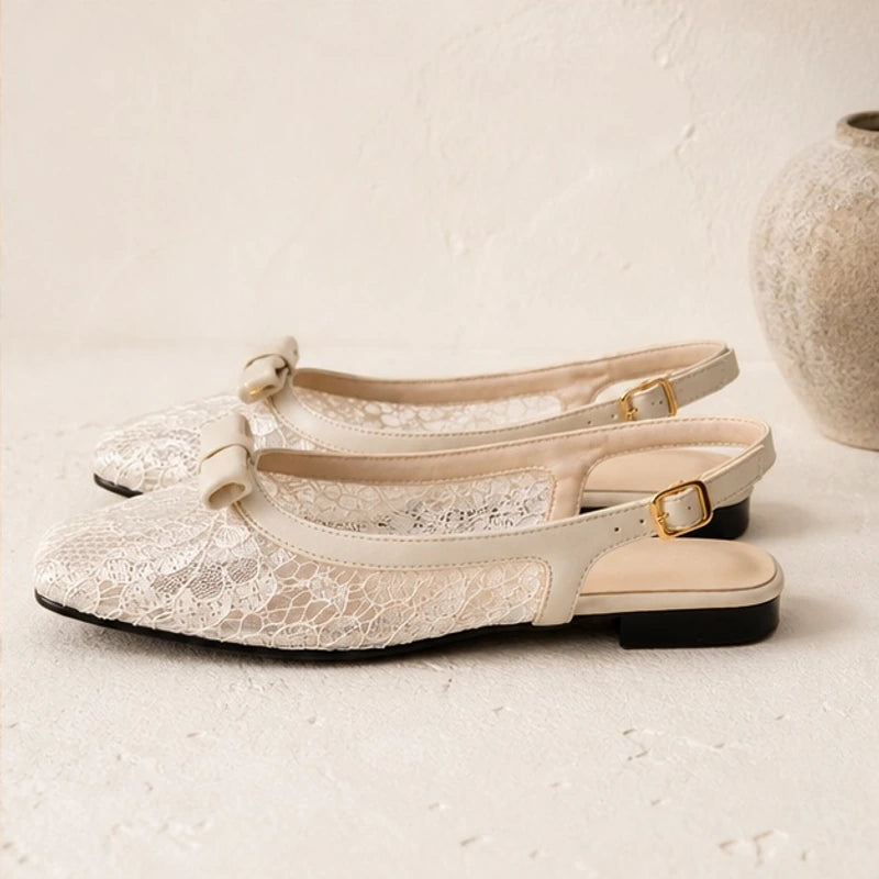 Solange Lace Slingback Flats - Cream - Women's Footwear > Flats > Slingback Flats - Brondals - Image 2