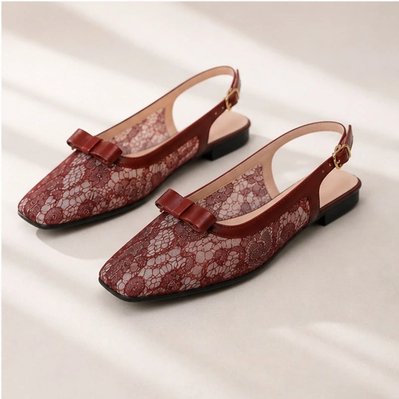 Solange Lace Slingback Flats - Red - Women's Footwear > Flats > Slingback Flats - Brondals - Image 2