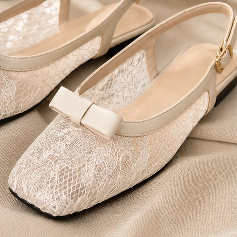 Solange Lace Slingback Flats - Cream - Women's Footwear > Flats > Slingback Flats - Brondals - Image 1