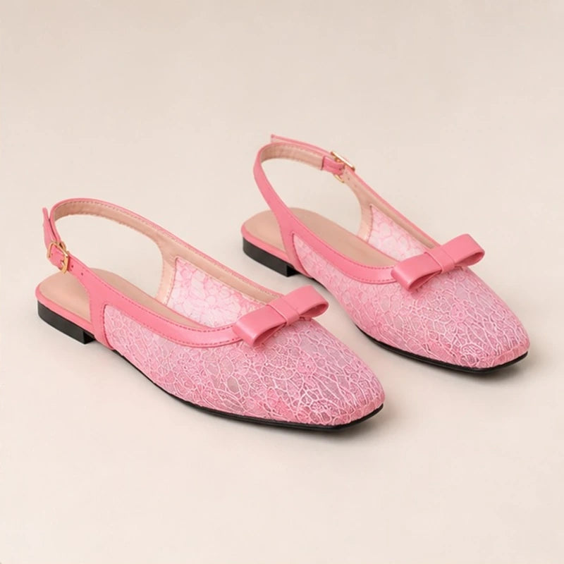 Solange Lace Slingback Flats - Pink - Women's Footwear > Flats > Slingback Flats - Brondals - Image 1