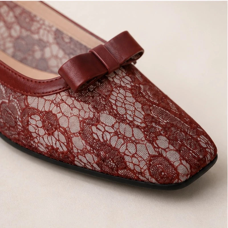 Solange Lace Slingback Flats - Red - Women's Footwear > Flats > Slingback Flats - Brondals - Image 1
