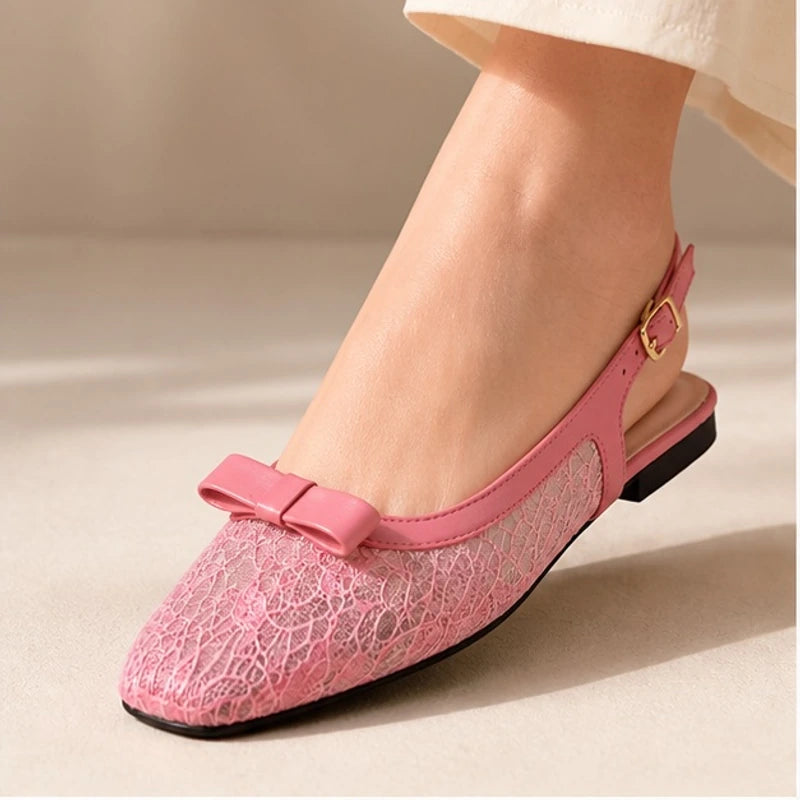 Solange Lace Slingback Flats - Pink - female - Brondals - Image 3