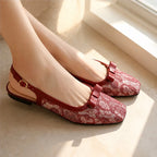Solange Lace Slingback Flats - Red - women's footwear - Brondals - Image 4