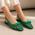 Solange Lace Slingback Flats - Green - female - Brondals - Image 3