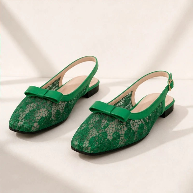 Solange Lace Slingback Flats - Green - Women's Footwear > Flats > Slingback Flats - Brondals - Image 2