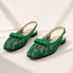 Solange Lace Slingback Flats - Green - Women's Footwear > Flats > Slingback Flats - Brondals - Image 2
