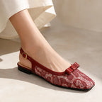 Solange Lace Slingback Flats - Red - female - Brondals - Image 3