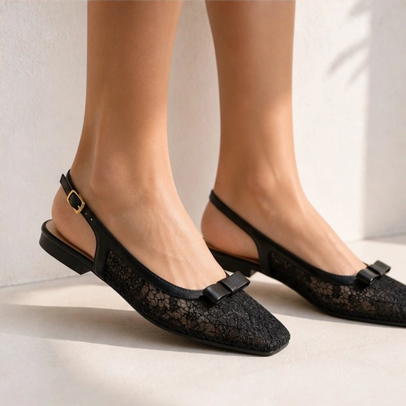 Solange Lace Slingback Flats - Black - female - Brondals - Image 3