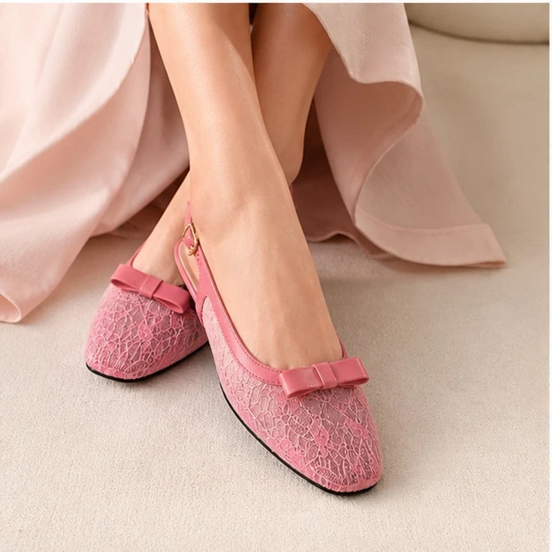 Solange Lace Slingback Flats - Pink - women's footwear - Brondals - Image 4