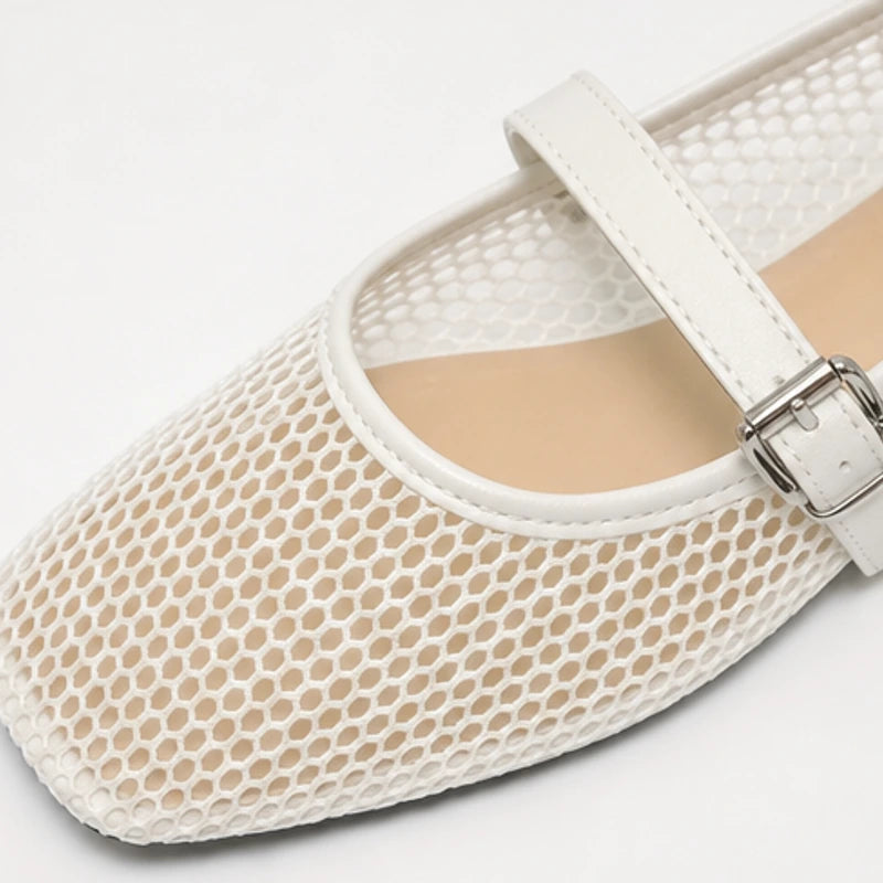 Solene Mesh Mary Jane Flat - White - mary jane - Brondals - Image 3