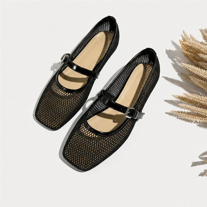 Solene Mesh Mary Jane Flat - Black - mary jane - Brondals - Image 3