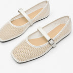 Solene Mesh Mary Jane Flat - White - Flats - Brondals - Image 1