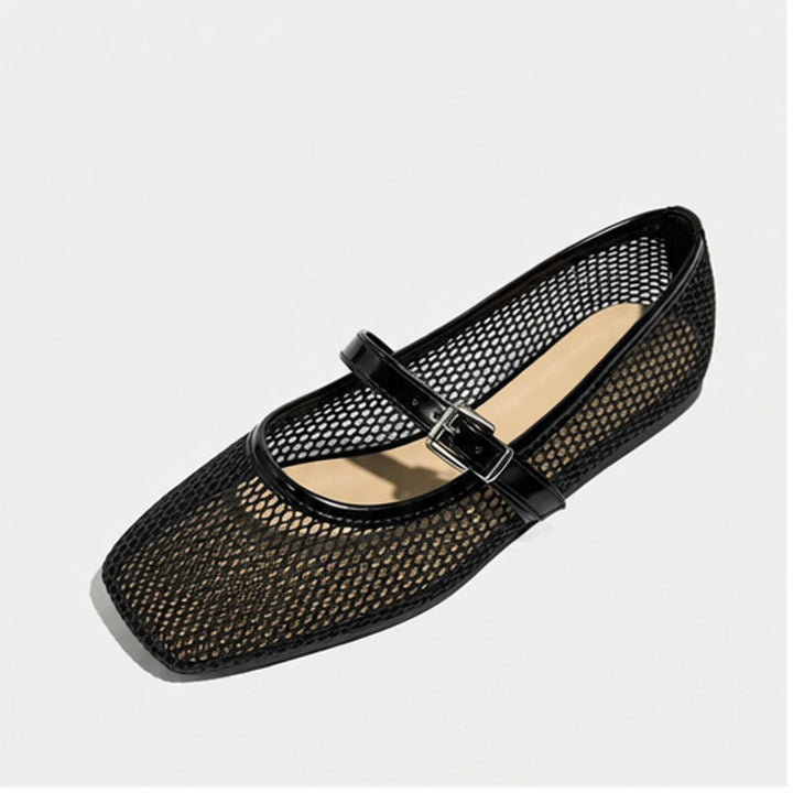 Solene Mesh Mary Jane Flat - Black - Flats - Brondals - Image 1