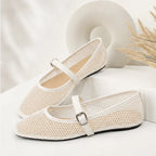 Solene Mesh Mary Jane Flat - White - women's flats - Brondals - Image 2