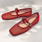 Solene Mesh Mary Jane Flat - Red - mesh flats - Brondals - Image 4