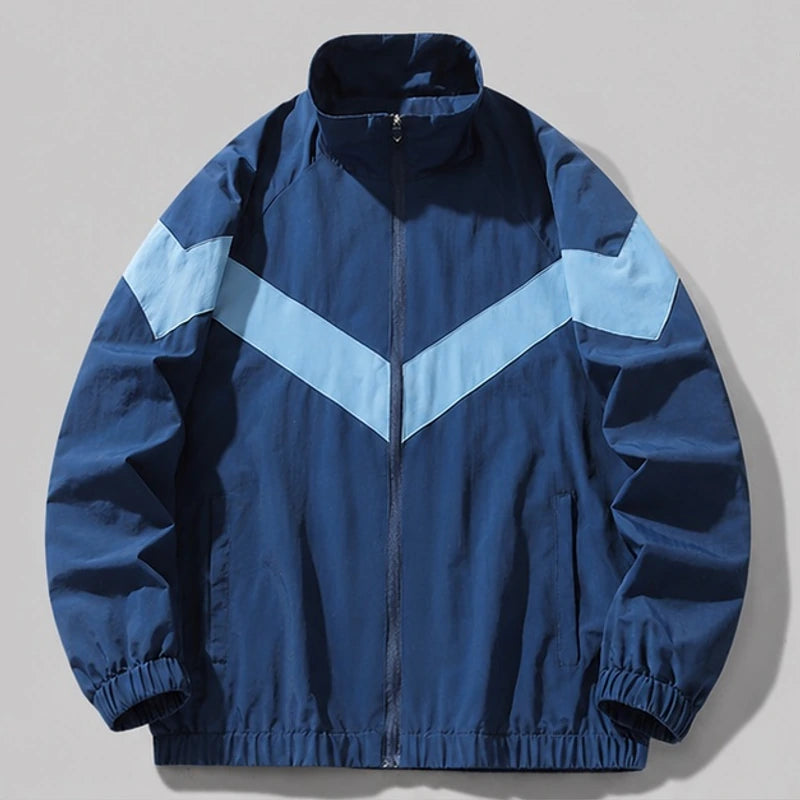 Spencer Retro Chevron Windbreaker Jacket - Blue - Clothing > Outerwear > Windbreaker Jackets - Brondals - Image 1