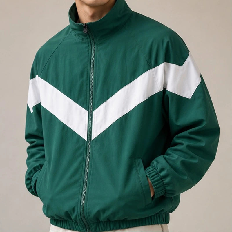 Spencer Retro Chevron Windbreaker Jacket - Green - Clothing > Outerwear > Windbreaker Jackets - Brondals - Image 2