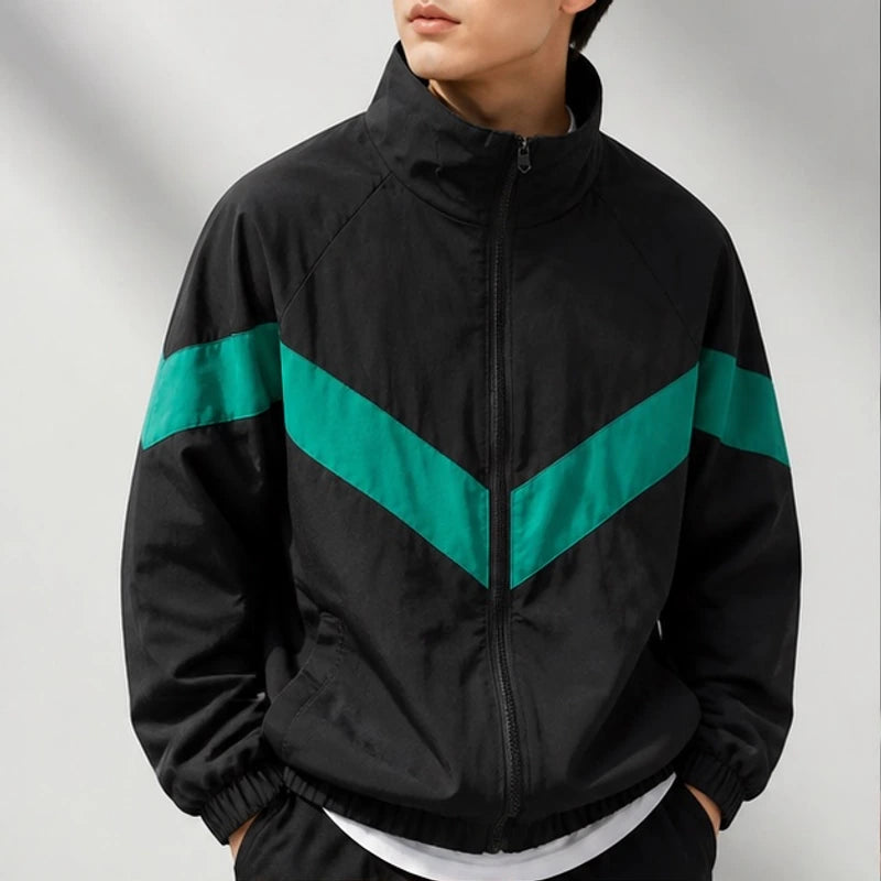 Spencer Retro Chevron Windbreaker Jacket - Black - Clothing > Outerwear > Windbreaker Jackets - Brondals - Image 2