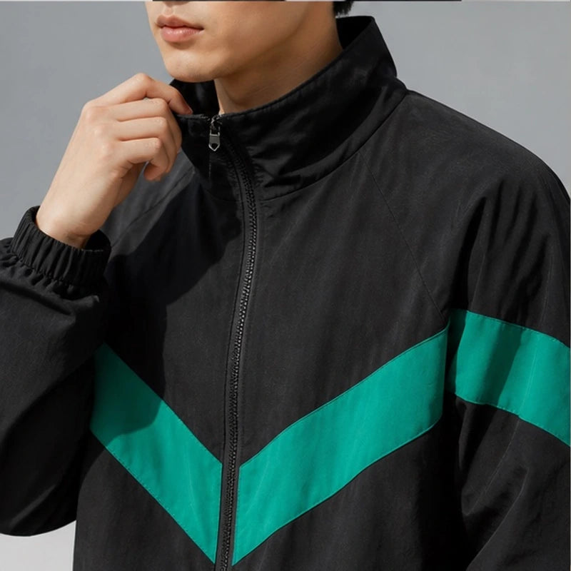 Spencer Retro Chevron Windbreaker Jacket - Black - windbreaker jacket - Brondals - Image 3