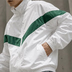 Spencer Retro Chevron Windbreaker Jacket - White - windbreaker jacket - Brondals - Image 3