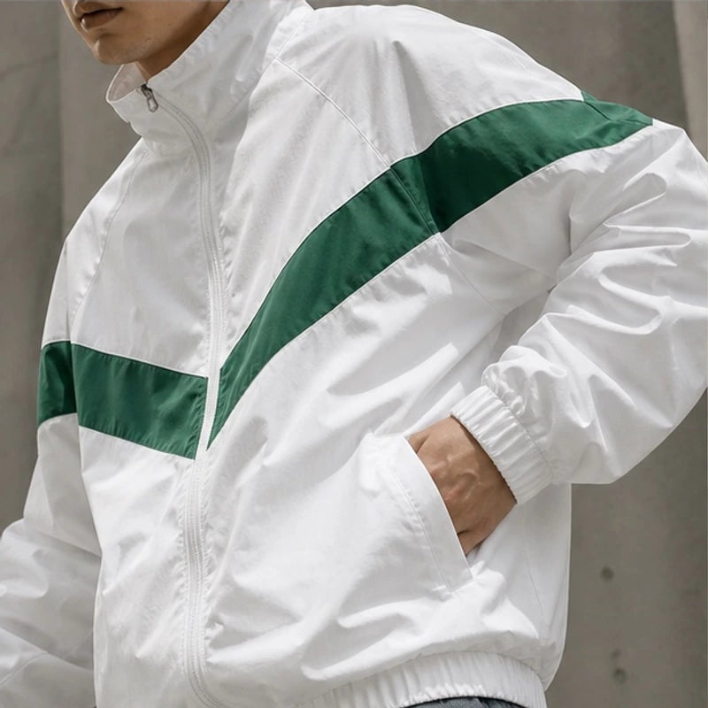 Spencer Retro Chevron Windbreaker Jacket - White - windbreaker jacket - Brondals - Image 3