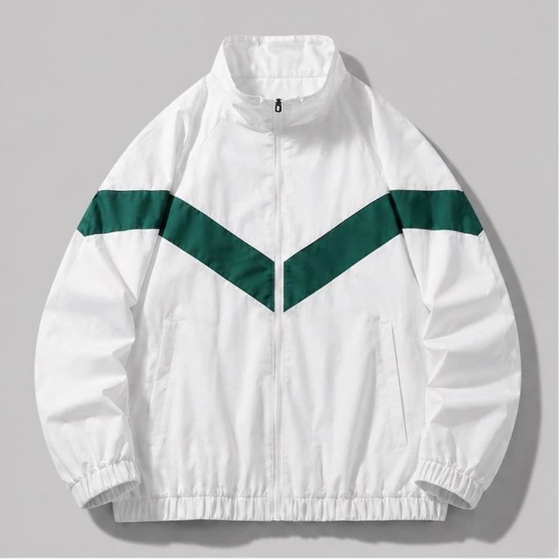 Spencer Retro Chevron Windbreaker Jacket - White - Clothing > Outerwear > Windbreaker Jackets - Brondals - Image 1