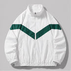 Spencer Retro Chevron Windbreaker Jacket - White - Clothing > Outerwear > Windbreaker Jackets - Brondals - Image 1