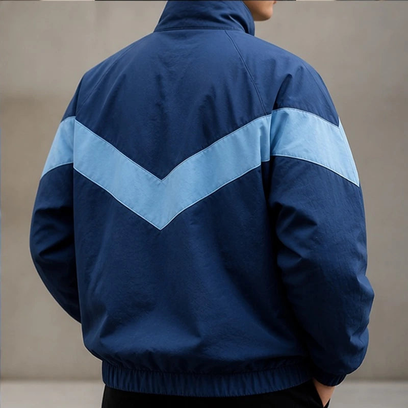 Spencer Retro Chevron Windbreaker Jacket - Blue - outerwear - Brondals - Image 4