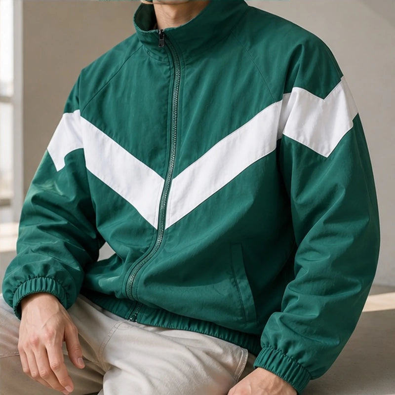 Spencer Retro Chevron Windbreaker Jacket - Green - outerwear - Brondals - Image 4